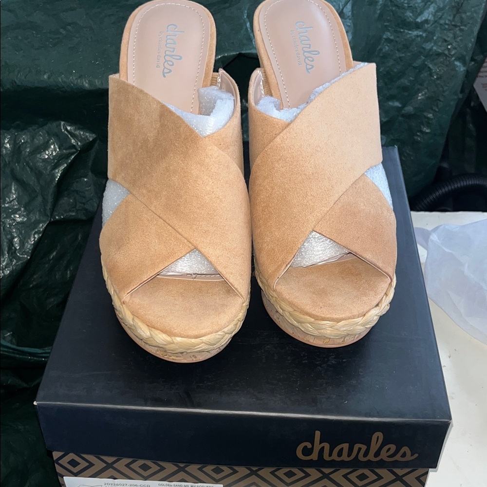 Brand new Charlies Camel Espadrille Wedges